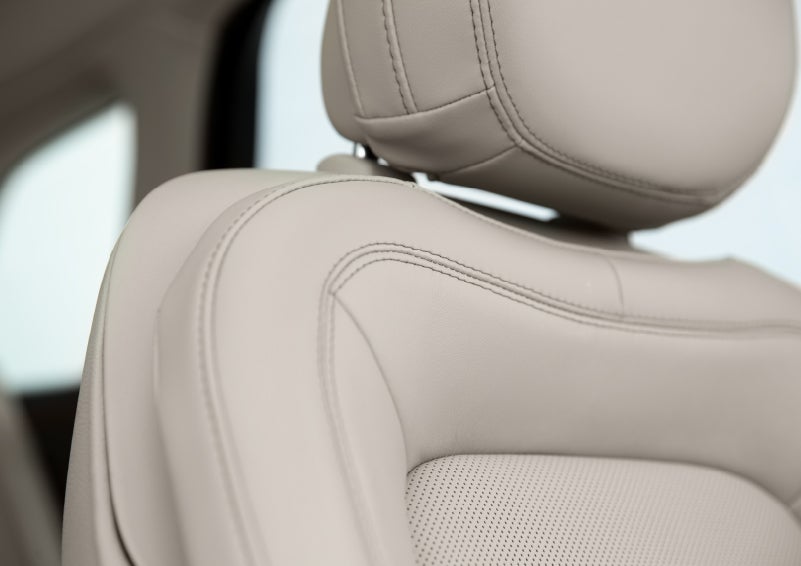 A detail shot of available leather-trimmed Perfect Position front seat shows off artistic details like luxe materials, precision stitching and supple curves | Pierre Lincoln in Lynnwood WA