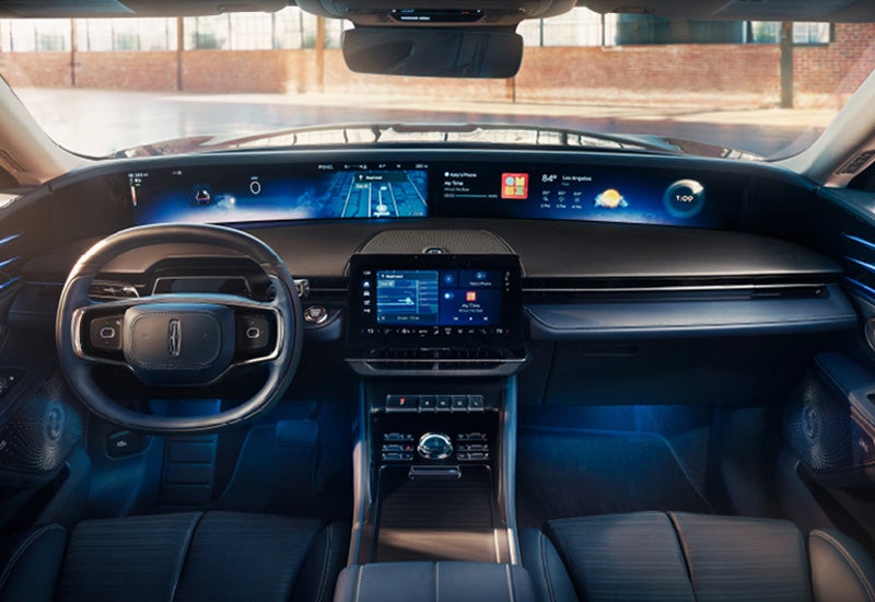 A large panoramic display is shown on the dashboard of a 2024 Lincoln Nautilus® SUV | Pierre Lincoln in Lynnwood WA